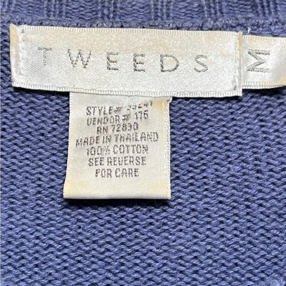 TWEEDS BRAND Cotton Button Front Cardigan LAVENDER SWEATER MED 1980s - Picture 4 of 7